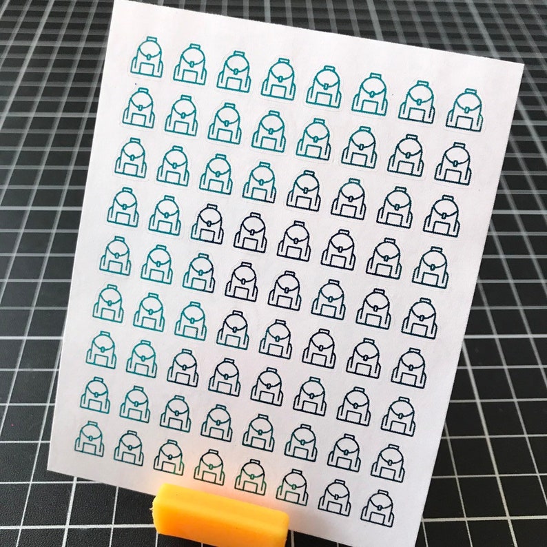 School Icon Foil Planner Sticker Sheet Book Bag Knapsack 70 pcs BACKPACK