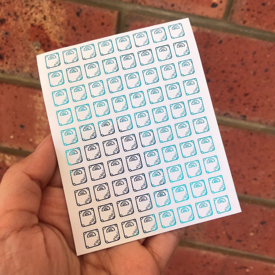 Scale Count Sticker Mini Foil Planner Sticker 1 Cm, 42 Pcs WEIGHT SCALE | Bathroom Scale ...