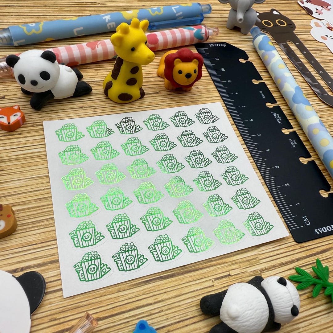 Mini Foil Planner Stickers: Movie Night Popcorn Icons - Etsy Australia