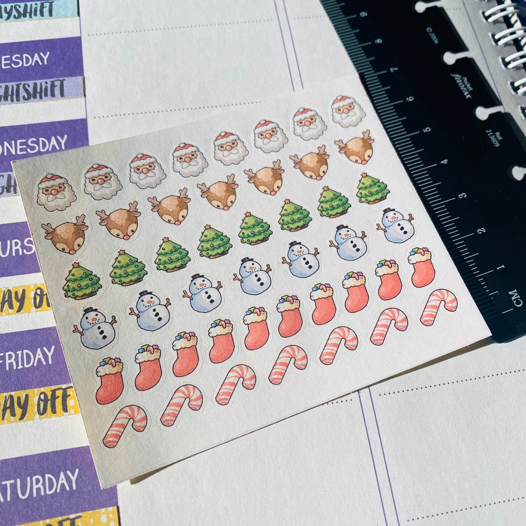 Planner Sticker Mini 1cm, 54 Pcs Kawaii Christmas | Santa Claus | Candy ...
