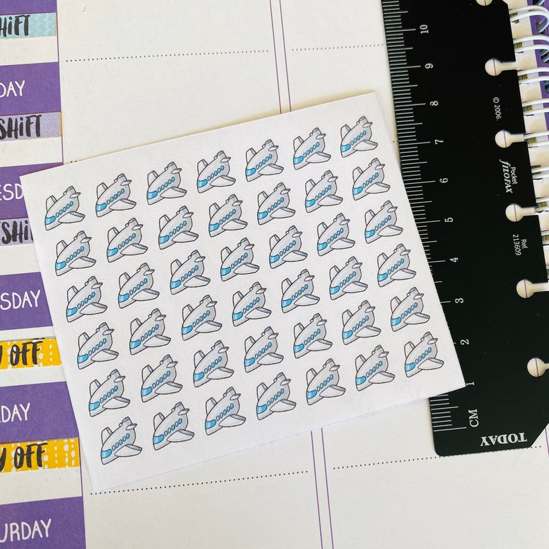 Holidays Cute Doodle Planner Sticker Sheet Mini 1cm Travel 42 pcs Airplane Vacation