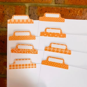 4 pcs Orange Laminated Adhesive Tabs | | de signets Onglets latéraux | onglets d’index | Diviseur pour votre planificateur, journaux, cahiers, livres, etc!