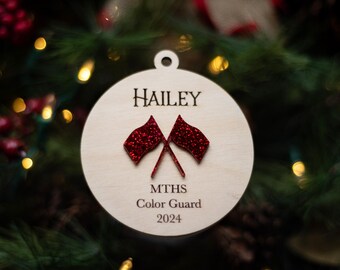 Personalized Color Guard Christmas Ornament | Wood Laser Cut 3D Double Layered | 2024 | End season gift | Holiday coach idea | Chess Player