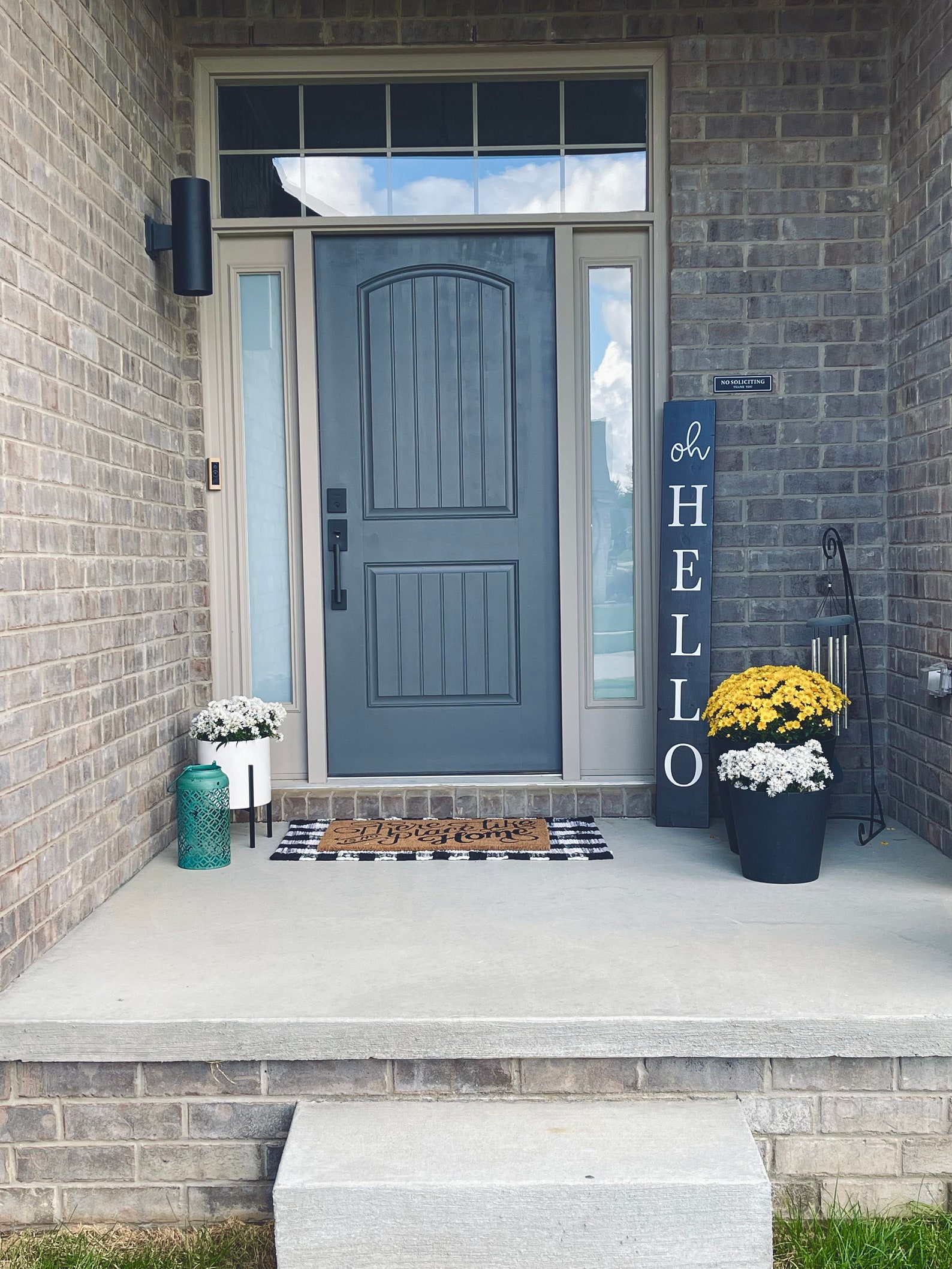 Oh Hello Vertical Sign Entryway Sign Front Porch Etsy
