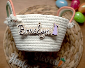 Christian Easter Basket Tags Personalized, Carrot Easter Label, Cross Kids Name Tag, Easter Bunny Children's Basket Tags, Religious, Jesus