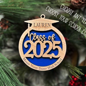 Class of 2024 2025 graduation Christmas ornament personalized name high school college | stocking stuffer gift | 3D laser cut | cap tassel