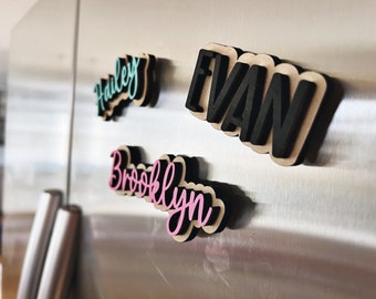 Personalized Kids Name Refrigerator Magnet | Strong Custom Fridge Whiteboard | 3D laser cut letters | office names | Locker | Organize