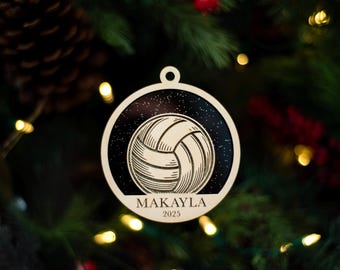 Personalized Volleyball Christmas Ornament | Wood Laser Cut 3D Double Layered | 2025 | Holiday coach idea | Volleyball Player