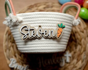 Christian Easter Basket Tags Personalized, Carrot Easter Label, Custom Kids Name Tag, Easter Bunny Children's Basket Tags, Religious, Jesus