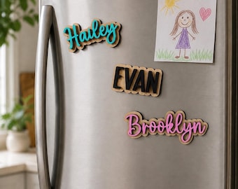 Personalized Kids Name Refrigerator Magnet | Strong Custom Fridge Whiteboard | 3D laser cut letters | office names | Locker | Organize