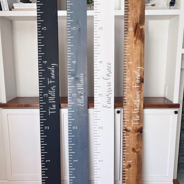 White Growth Chart Wood Ruler | Kids Room Decor | baby decor aesthetic minimalist | Kids Height | Family Growth Chart | Baby Shower Gift