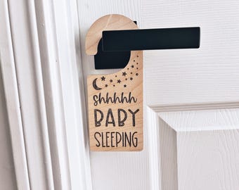 Baby Mom Dad Sleeping Napping Door Hanger, Shhh, Front Door Sign, Do Not Disturb, Don't Knock, Baby Shower Gift, Night Shift Parents, Nap