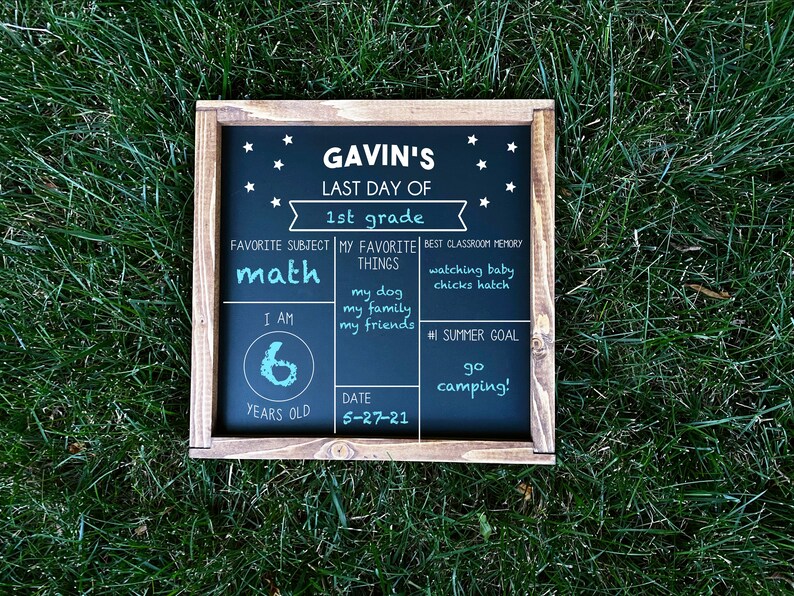 Last Day of School Chalkboard Personalized Framed Double Sided First ...