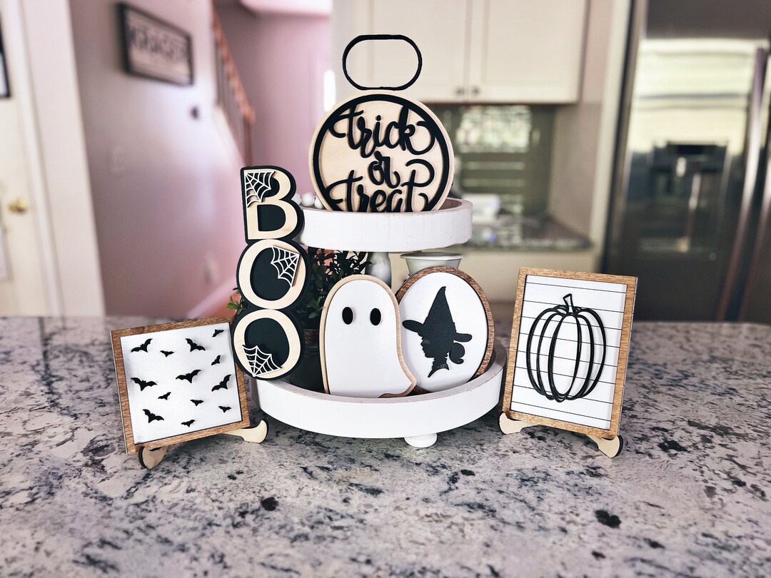 Halloween Tiered Tray Decor Set | Mini Framed Sign | Small Signs | 3D ...