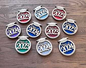 Class of 2025 2026 graduation Christmas ornament personalized name high school | gift memento keepsake laser cut wood | College graduate