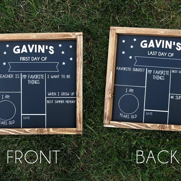 Last Day of School Chalkboard Personalized Framed Double Sided First and Last Day of School Personalized Reusable Chalkboard - STARS