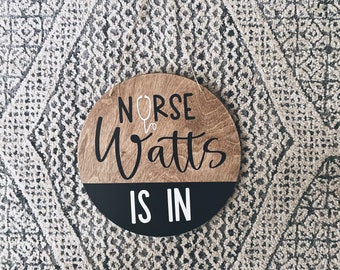 Personalized School Nurse Door Hanger | Nurse Name Sign | Nurse is In Out Door Sign | Thank You Gift | Nurse Appreciation | Christmas