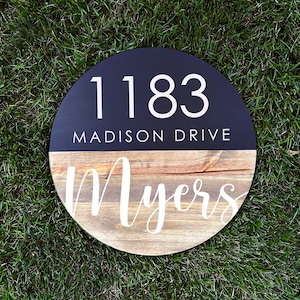 Circle Address Sign | Wooden Address Plaque | House Numbers | Front Porch Decor | Modern Farmhouse Porch Decor | Porch Numbers Sign
