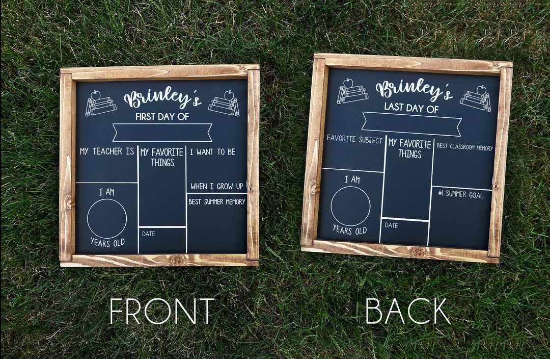 Last Day of School Chalkboard Personalized Framed Double Sided First ...