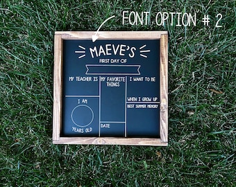 First Day of School Chalkboard Personalized Framed Double Sided First and Last Day of School Personalized Reusable Chalkboard Reuse - LINES