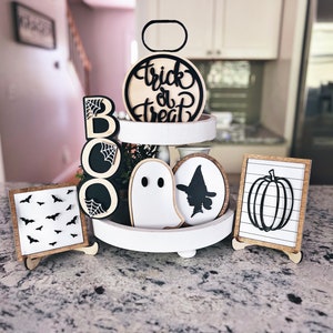 Halloween Tiered Tray Decor Set | Mini Framed Sign | Small Signs | 3D ...