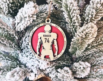 Personalized Football Player Christmas Ornament | Wood Laser Cut 3D Double Layered | 2024 | End of season gift | Holiday coach idea