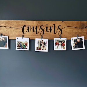 Cousins Picture Frame Rustic Wood Picture Frame Photo Display with Clothespins Grandmother Mother's Day Gift Present Idea image 1