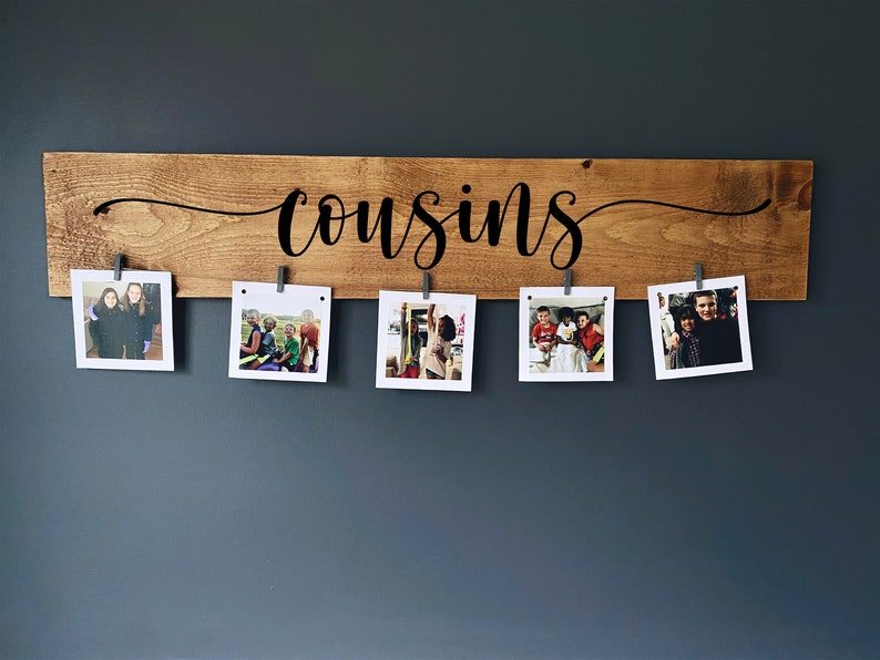 Cousins Picture Frame Rustic Wood Picture Frame Photo Display with Clothespins Grandmother Mother's Day Gift Present Idea image 1