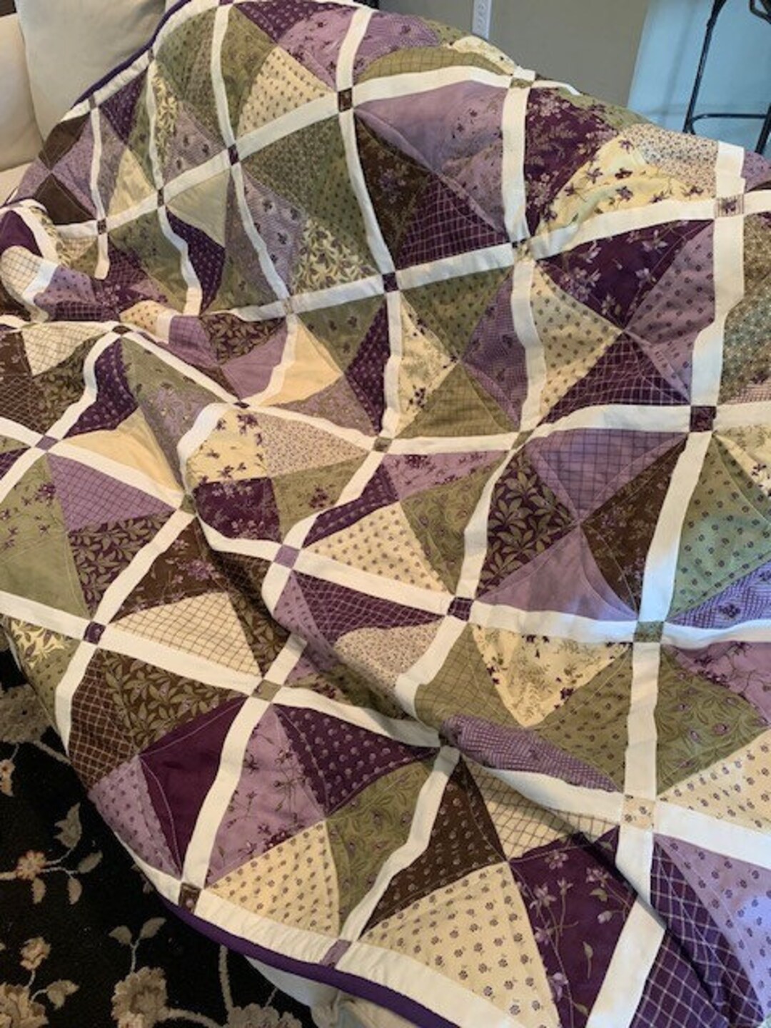 Custom Lap Quilt, Purple/olive Quality Lap Quilt, Handmade Lap Quilt Etsy