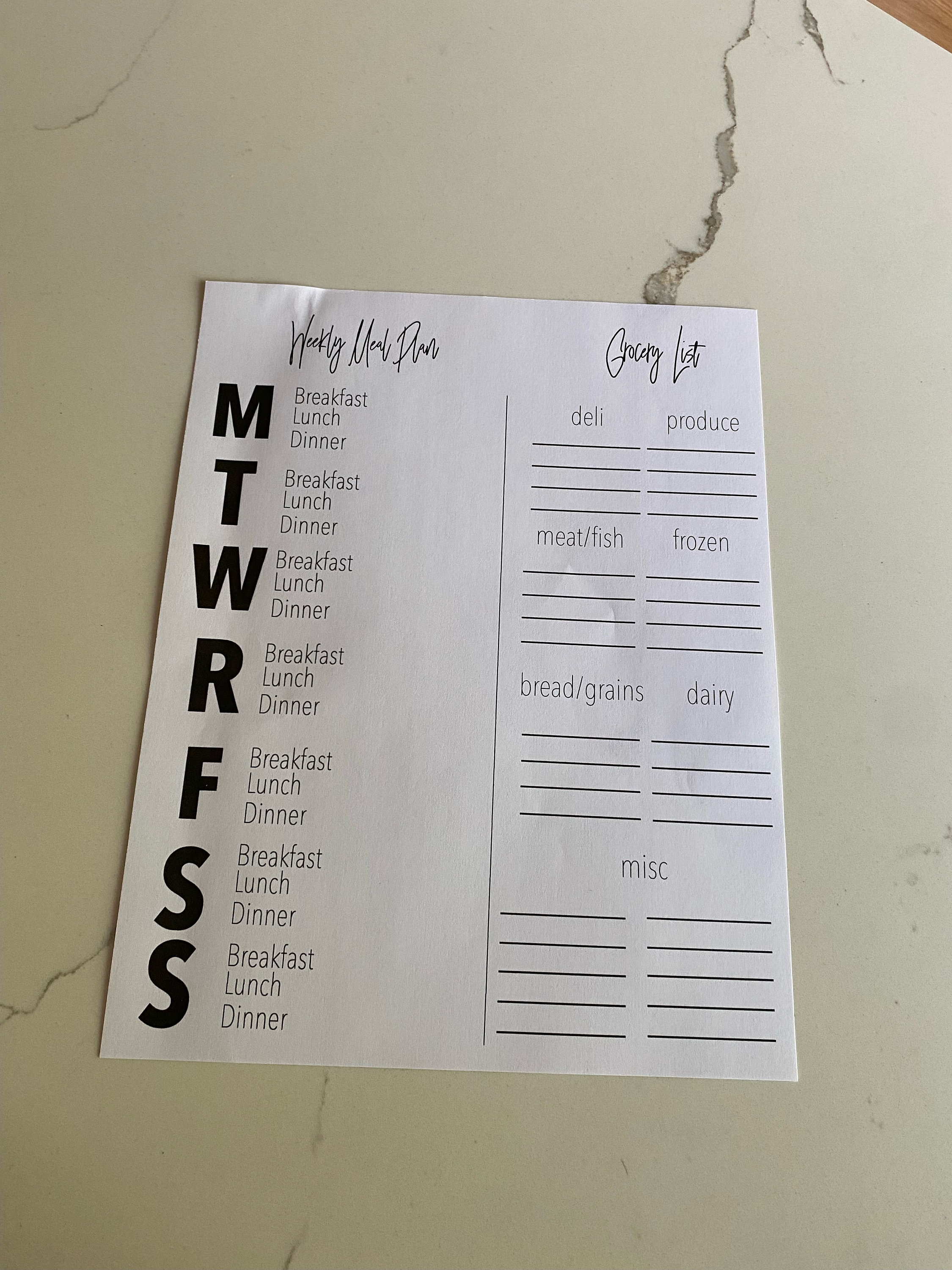 Printable Weekly Meal Planner Template - Etsy