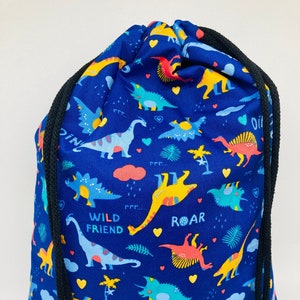 Childs Storage Bag, Drawstring Bag, Toy Bag, Toy Storage, Shoe Bag, Holiday Bag, Accessories Storage Bag, Dinosaurs