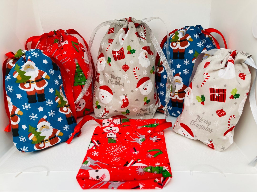 Reusable Christmas Gift Bags Drawstring Bags Fabric Gift Etsy UK