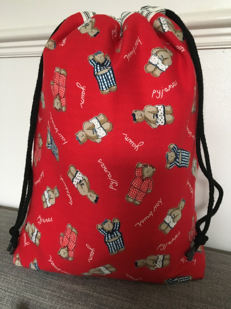 Medium reversible drawstring bag storage pyjamas travel