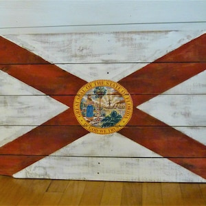 Reclaimed Wood State of Florida Flag - Large