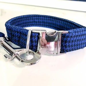 Blue Houndstooth Dog Collar