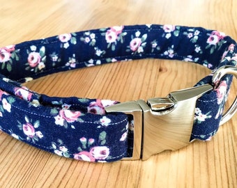 Navy Floral Dog Collar