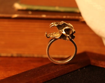 Sterling Silver Handmade Brass Rhino Head Ring