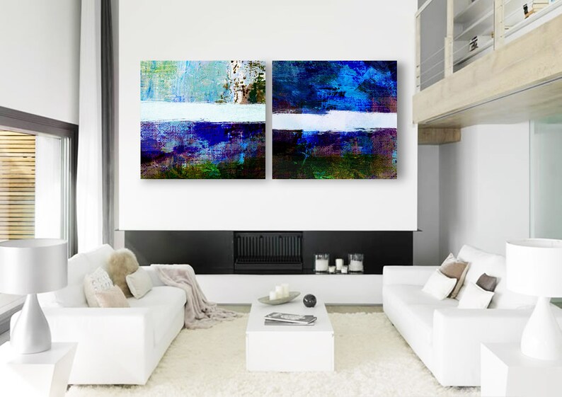 Two Piece, Original Abstract Art, Abstract Large Wall Art, Large Modern Diptych, Abstract Art Oil on Canvas, Set Off 2, Two piece Set Art image 4