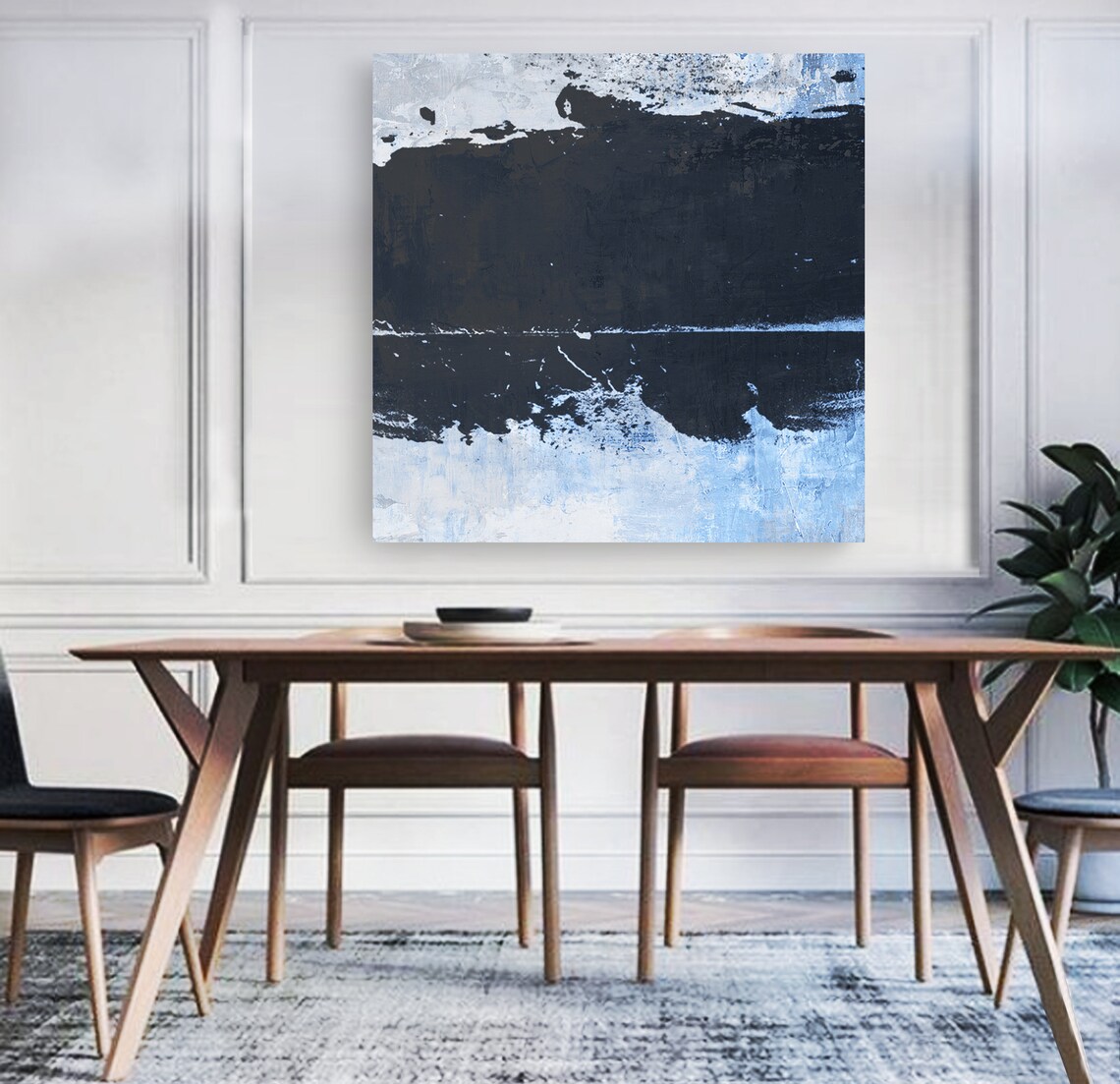 Black and Gray, Office Decor, Wall Art, Contemporary Art, Large