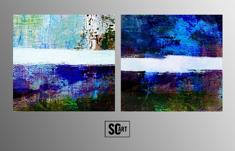 Two Piece, Original Abstract Art, Abstract Large Wall Art, Large Modern Diptych, Abstract Art Oil on Canvas, Set Off 2, Two piece Set Art image 1