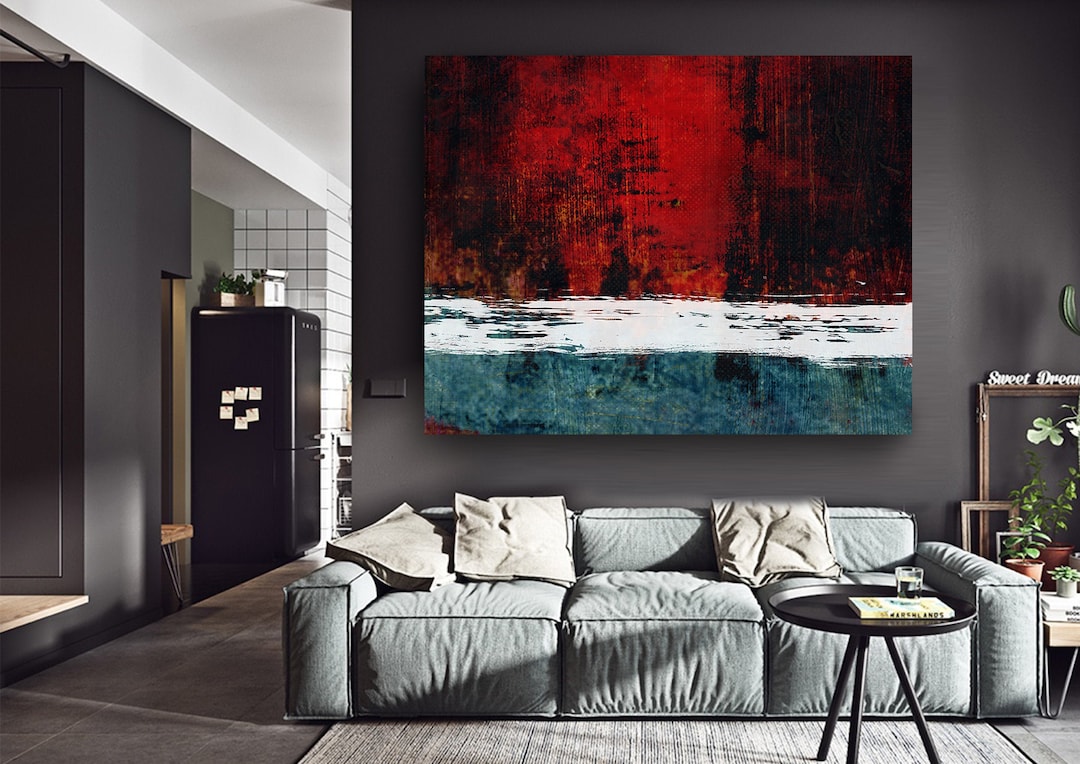 Red and Blue, Wall Decor, Wall Art, Contemporary Art, Large Abstract