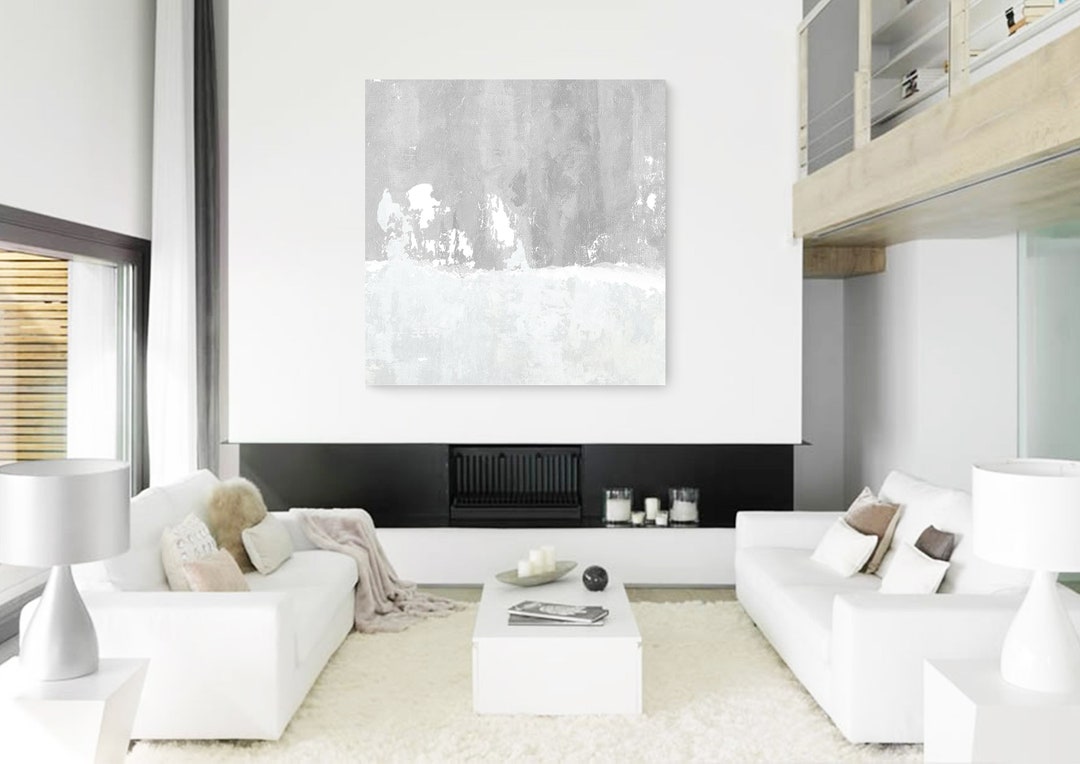 Gray and White Painting on Canvas Original Textured Oil Etsy