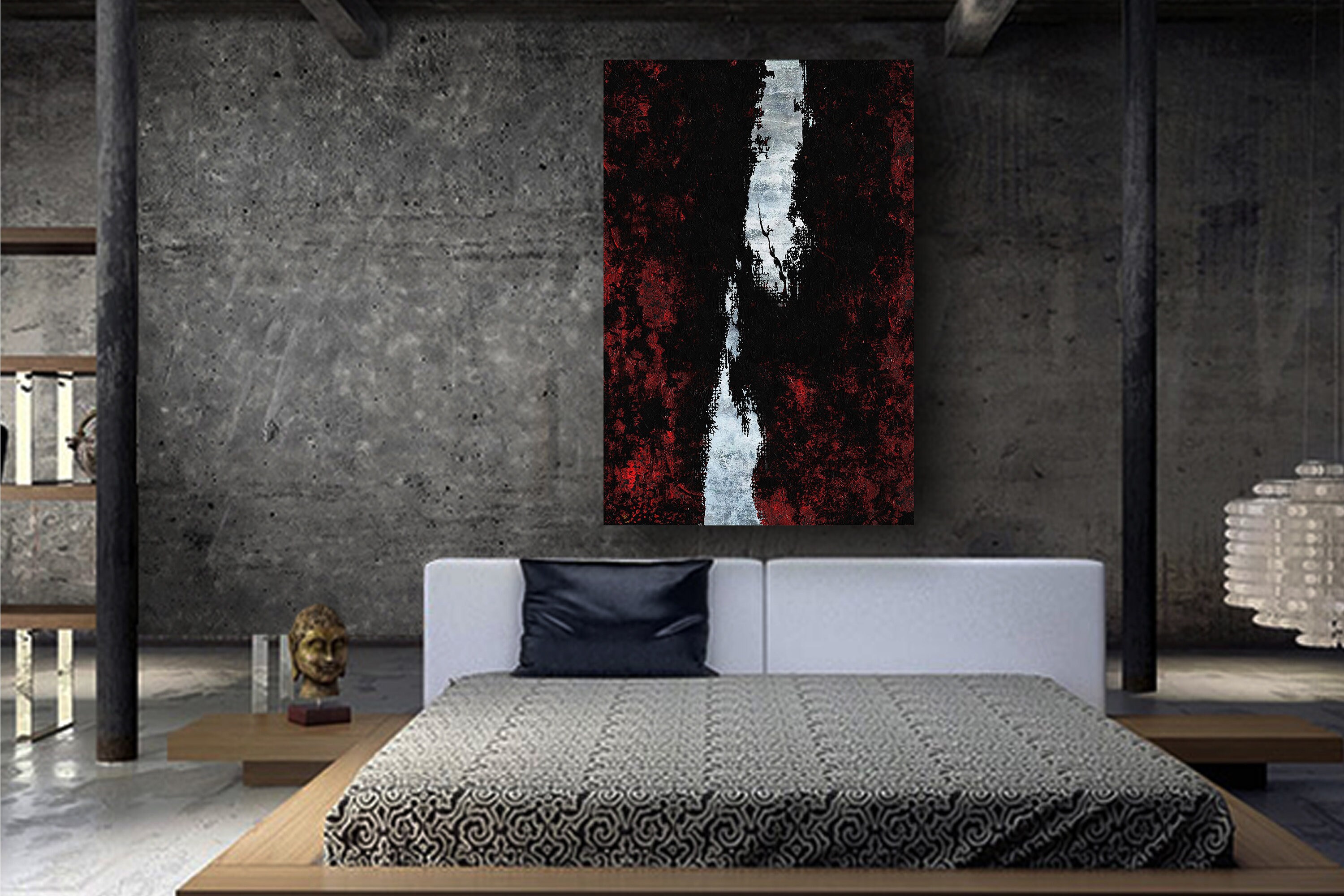 Black and Red Wall Decor Wall Art Contemporary Art Large Etsy