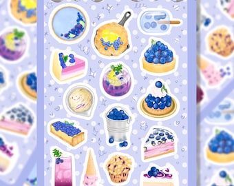 Blueberry Dessert Washi Stickers | Glossy or Matte Finish