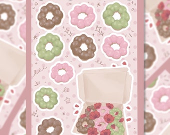 Mochi donuts sticker sheet | Elegant dessert stickers | Kiss-cut vinyl gloss finish