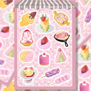 Hoja de pegatinas de dulces japoneses / Pegatinas elegantes para postres / Papel washi con acabado brillante o mate