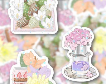 Floral Sweets Holographic Sticker | Weatherproof Vinyl Decal