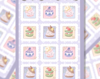 Macaron Stamp Sticker Sheet | Pastel Dessert Stickers