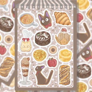 Süßer Black Cat Bakery Aufkleberbogen | Washi Papier in glänzend oder matt