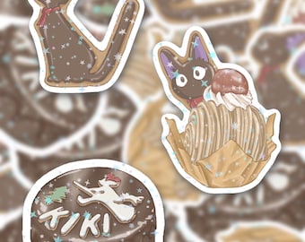Black Cat Dessert Holographic Sticker | Die Cut Vinyl Decal